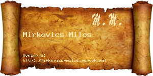 Mirkovics Milos névjegykártya